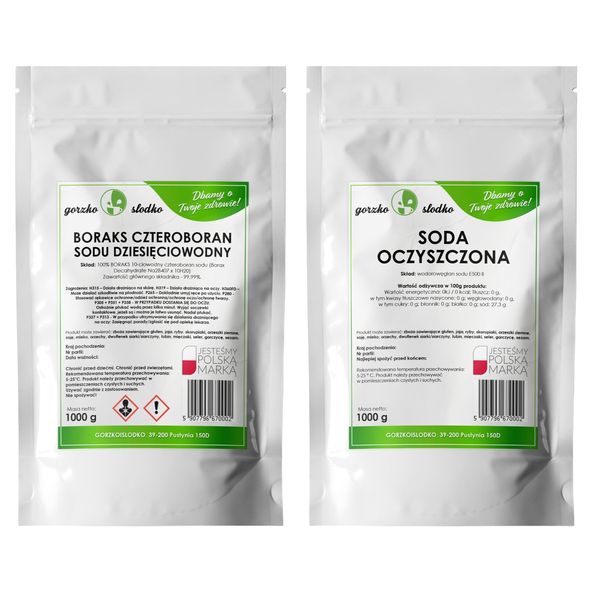 Zestaw czyszczący BORAKS + SODA OCZYSZCZONA 2 x 1kg