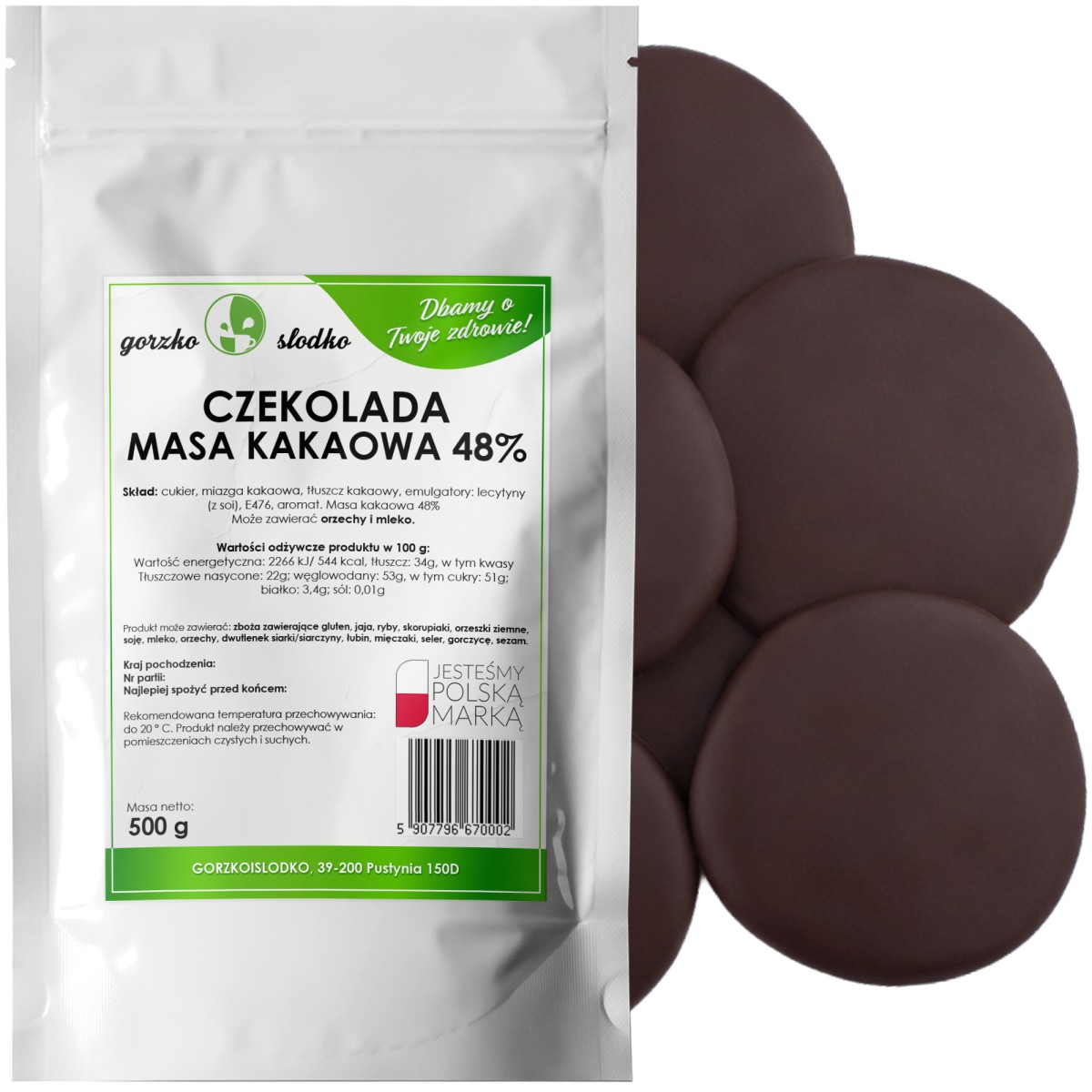 Czekolada w kaletkach 48% masy kakaowej - 500g