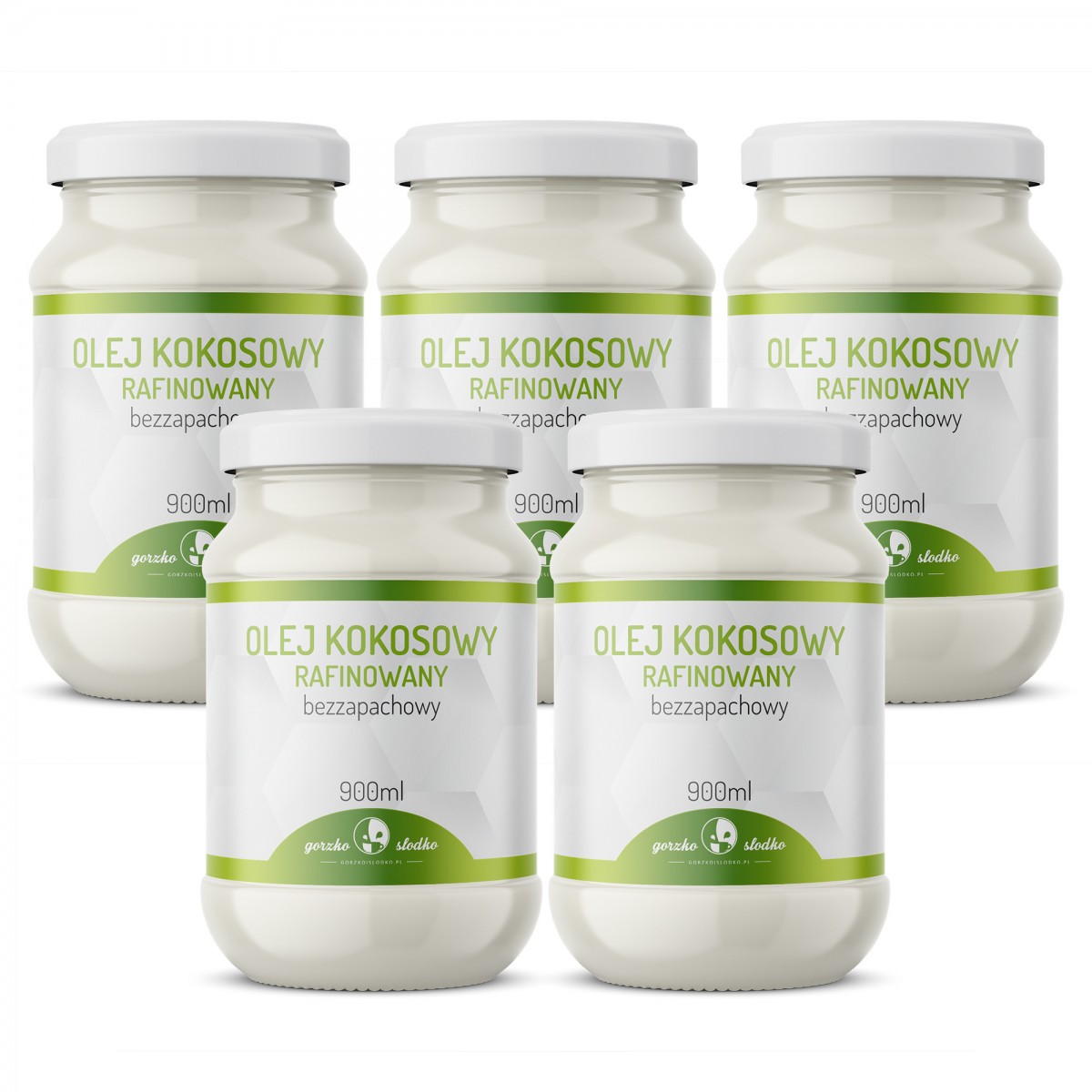 Zestaw 5 x olej kokosowy rafinowany bezzapachowy 900ml