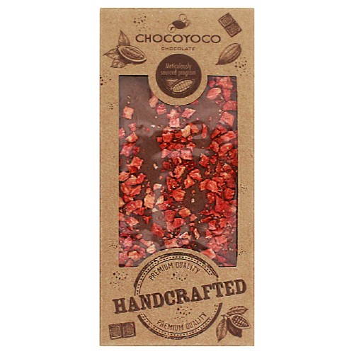 Czekolada mleczna z truskawkami liofilizowanymi 100g